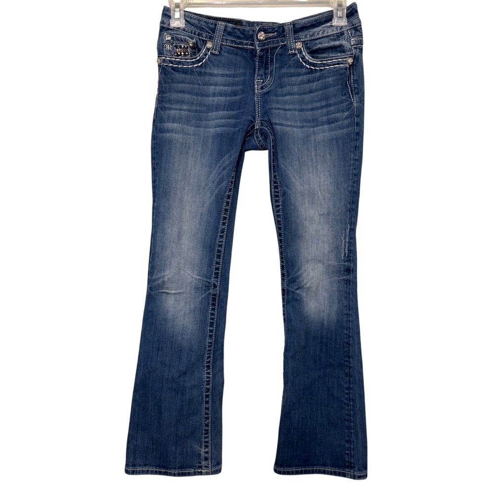 Miss Me Easy Boot JE6067ER Medium Wash Embellished Bootcut Jeans Womens 26